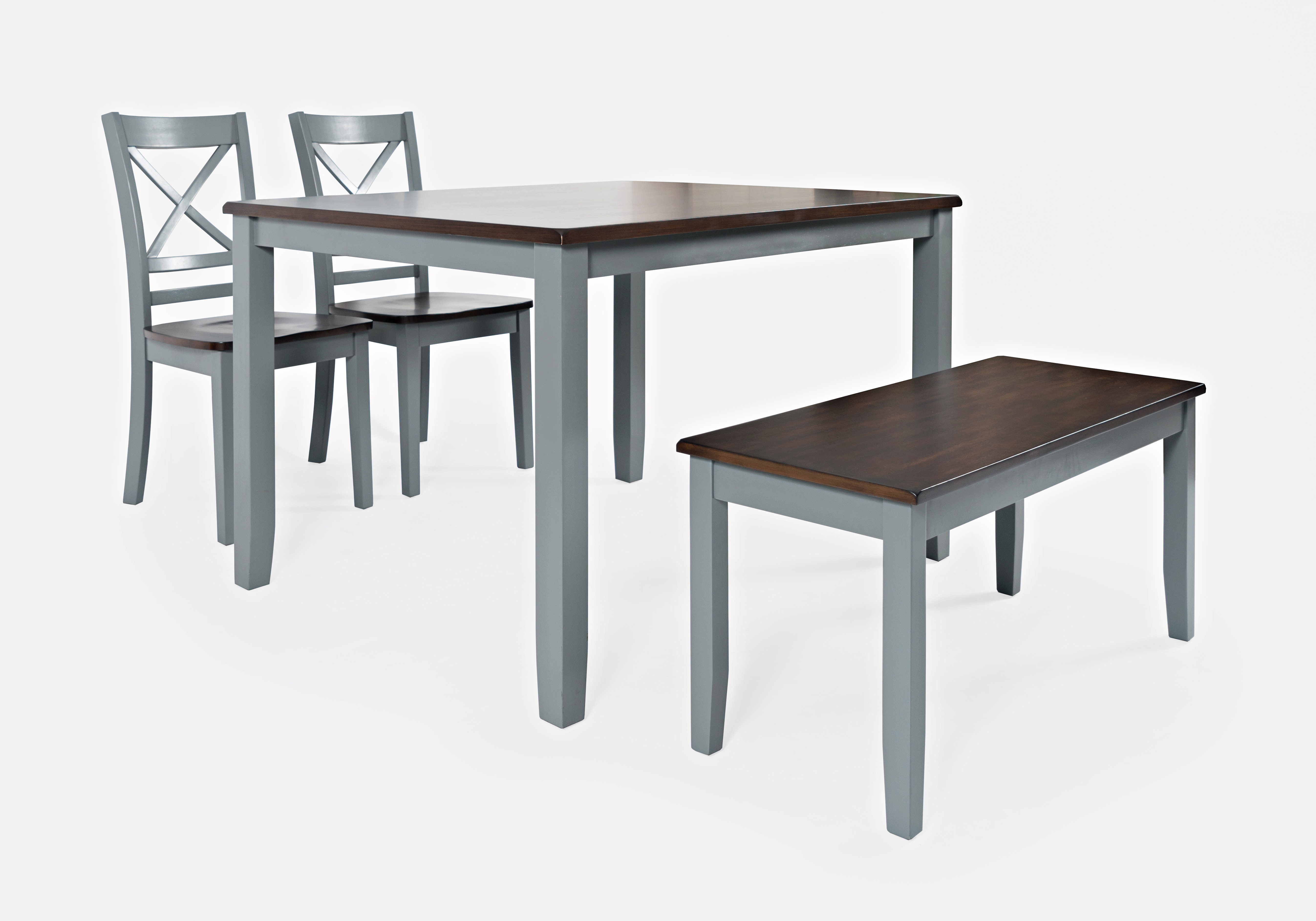 Jofran Casual Dining Dining Room Set Table 2 Chairs 1 Bench